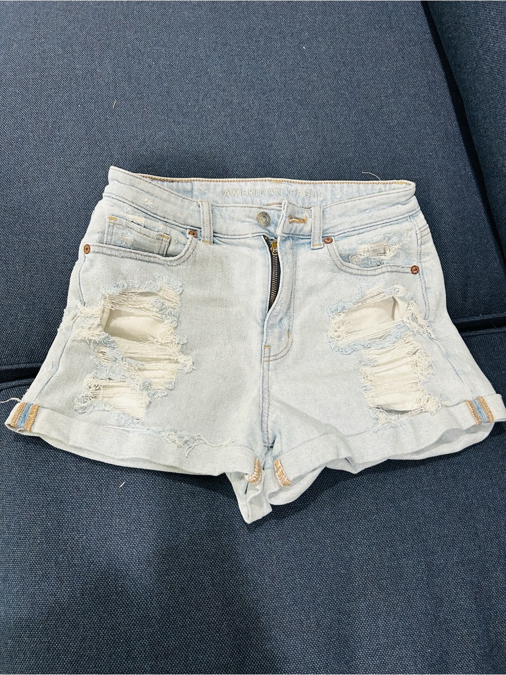 American Eagle Outfitters Distressed Light Blue Denim Cutoff Shorts